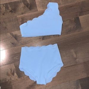 blue high waisted bikini